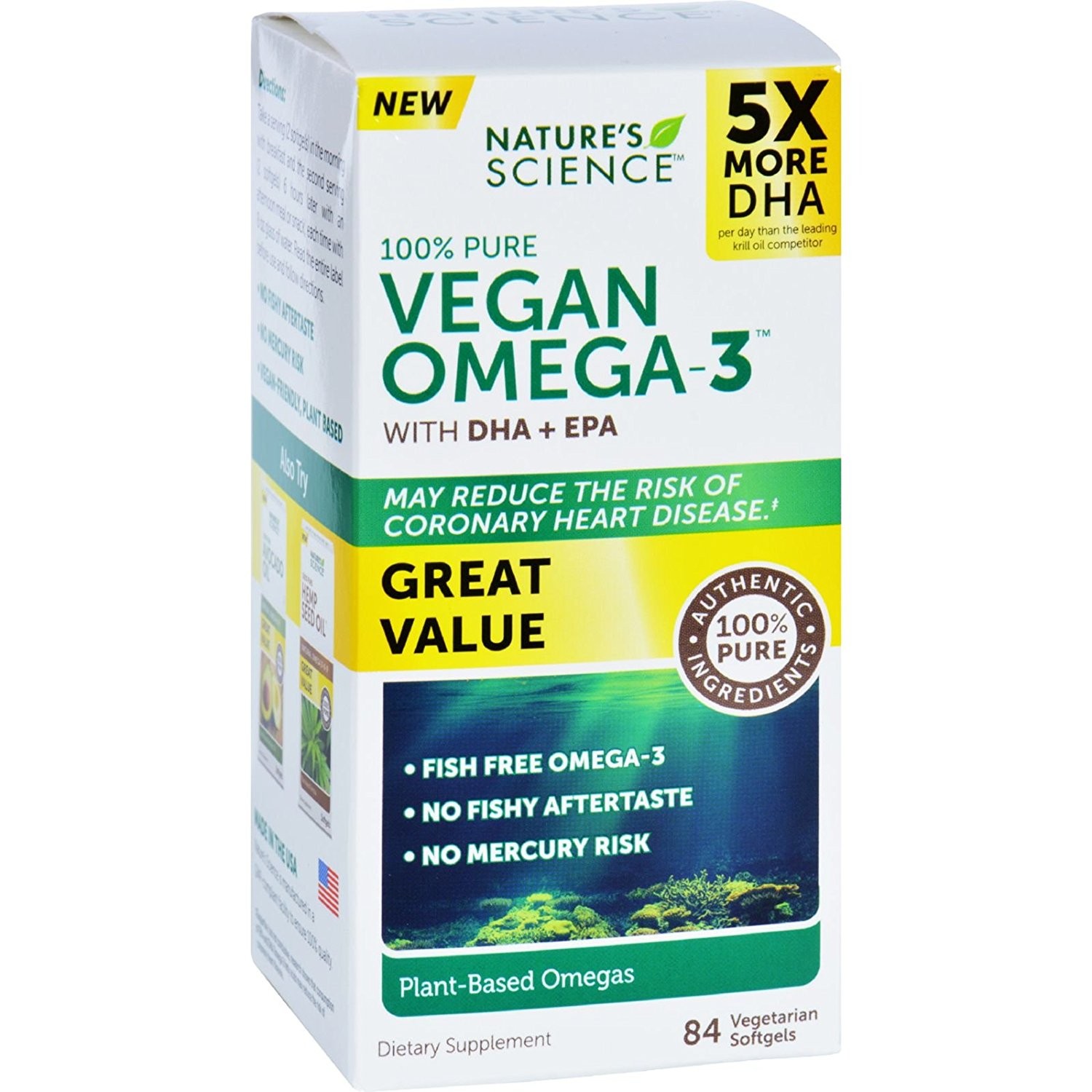 Nature's Science Vegan Omega-3 with DHA + EPA 84 Vegetarian Softgels